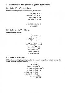 1 Solutions to the Second Algebra Worksheet