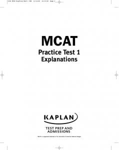 2009 MCAT Practice Test 1 EXP - Kaplan Test Prep