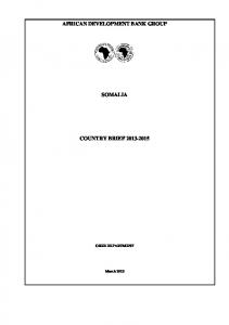 2013-2015 - Somalia - Country Brief - African Development Bank