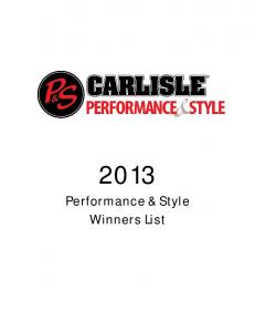 2013 Performance & Style Winners