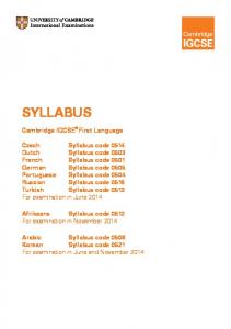 2014 Syllabus - Cambridge International Examinations