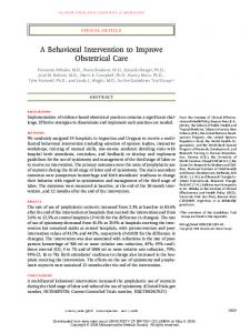 A Behavioral Intervention to Improve Obstetrical Care