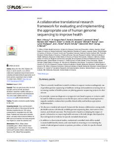 A collaborative translational research framework for evaluating ... - Plos