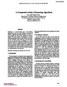 A Comparative Study of Stemming Algorithms - CiteSeerX
