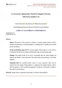 A Concurrent Optimization Model for Supplier Selection with Fuzzy ...