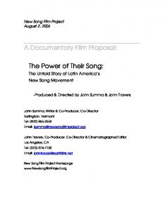 A Documentary Film Proposal: The Power of Their Song: