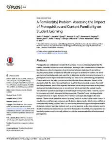 A Familiar(ity) Problem: Assessing the Impact of Prerequisites ... - Plos