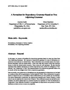 A Formalism for Dependency Grammar Based on Tree Adjoining ...