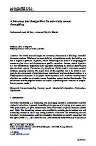 A harmony search algorithm for university course ... - Springer Link