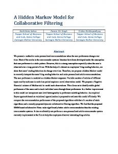 A Hidden Markov Model for Collaborative Filtering - Semantic Scholar