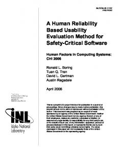 A Human Reliability Based Usability Evaluation