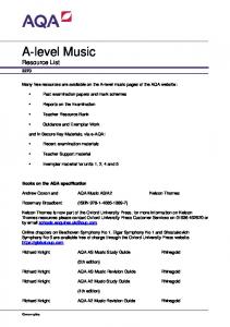 A-level Music Resource list Resource list - AQA