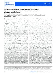 A metamaterial solid-state terahertz phase modulator