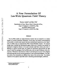 A New Formulation Of Lee-Wick Quantum Field Theory