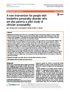 A new intervention for people with borderline personality disorder who ...