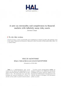 A note on extremality and completeness in financial markets with ...