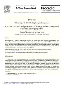 A Review on Transit Assignment Modelling Approaches to Congested ...