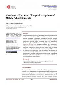 Abstinence Education Changes Perceptions of Middle School Students