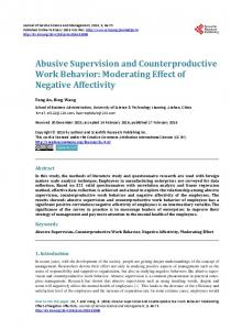 Abusive Supervision and Counterproductive Work Behavior - Scientific ...