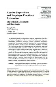 Abusive Supervision and Employee Emotional Exhaustion - CiteSeerX