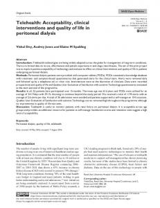 Acceptability, clinical interventions and quality of life in ... - Core