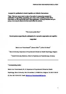 Accepted for publication in Social Cognitive and Affective ... - Core