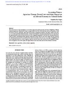 Accessing Nature: Agrarian Change, Forest Laws and their Impact on ...