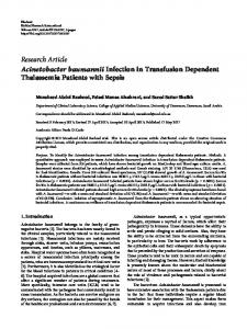 Acinetobacter baumannii Infection in Transfusion Dependent