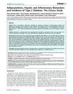 Adipocytokines, Hepatic and Inflammatory Biomarkers and ... - PLOS