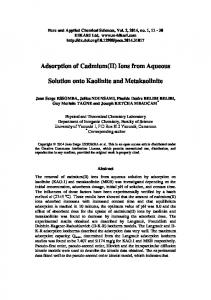 Adsorption of cadmium(II) ions from aqueous solution onto ... - Hikari Ltd