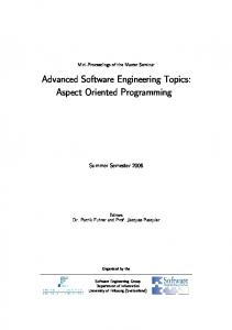 Advanced Software Engineering Topics: Aspect Oriented ... - CiteSeerX