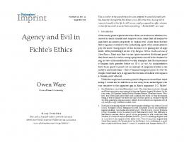 Agency and Evil in Fichte's Ethics