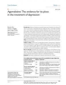 Agomelatine: The evidence for its place in the treatment of ... - Scolaris