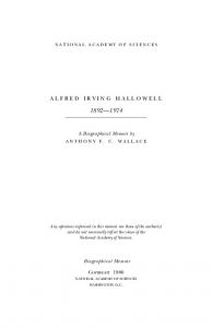 ALFRED IRVING HALLOWELL - National Academy of Sciences