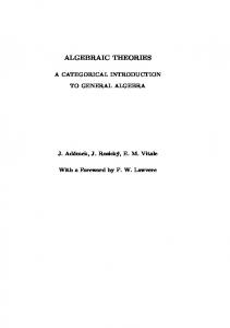 ALGEBRAIC THEORIES