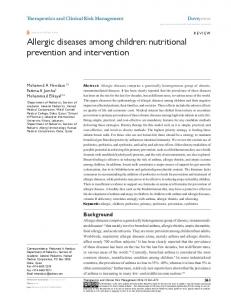 Allergic diseases among children: nutritional ... - Semantic Scholar