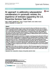 An approach to addressing subpopulation ... - Semantic Scholar