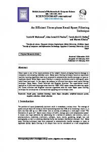 An Efficient Three-phase Email Spam Filtering ... - Journal Repository