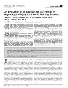 An Evaluation of an Educational Intervention in Psychology of Injury ...