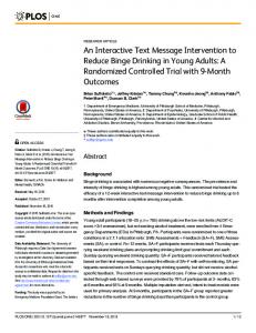 An Interactive Text Message Intervention to Reduce Binge Drinking in ...