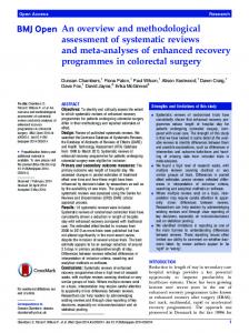An overview and methodological assessment of systematic reviews ...