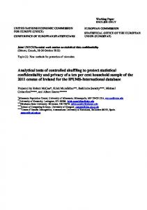 Analytical tests of controlled shuffling to protect statistical ... - unece