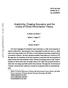 Analyticity, Crossing Symmetry and the Limits of Chiral Perturbation ...