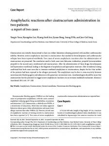 Anaphylactic reactions after cisatracurium ... - Semantic Scholar