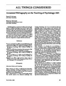 Annotated Bibliography on the Teaching of Psychology: 2001