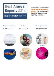 Annual Report on Annual Reports 2013 (PDF version)