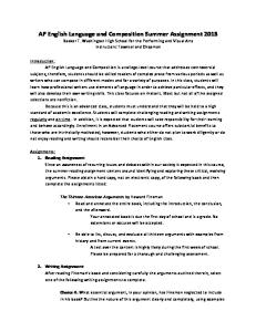 AP English Language and Composition Summer Assignment 2013