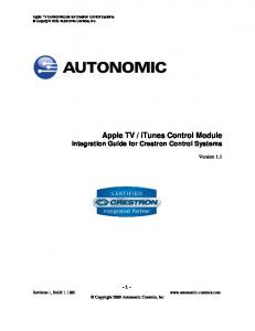Apple TV / iTunes Control Module - Autonomic Controls