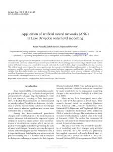 Application of artificial neural networks (ANN) in Lake ...