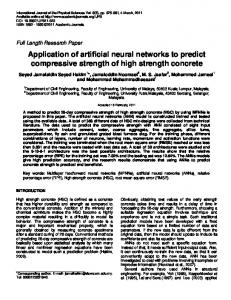 Application of artificial neural networks to predict compressive strength